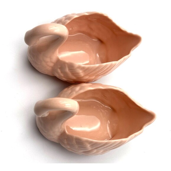 2 Lenox Pink Porcelain Swan Trinket Ring Dish 4.5" x 3" Vintage 1970's Set MCM - Picture 4 of 11